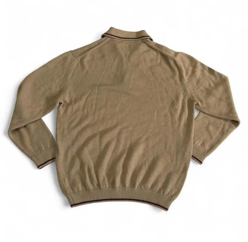 Alpa Pima Baby Alpaca Polo Sweater Size L Brown Long Sleeve Knit